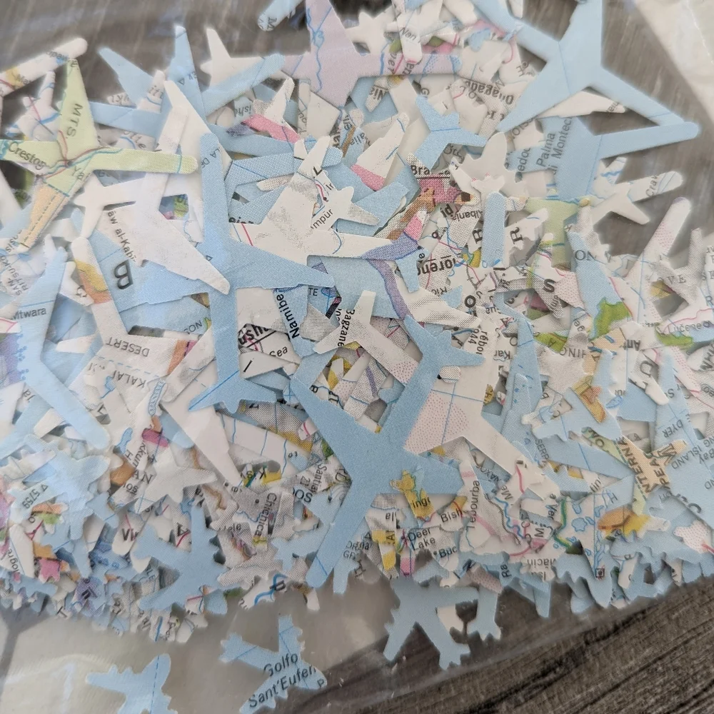 Airplane Shaped Map Confetti Travel Themed Bridal Shower Bachelorette